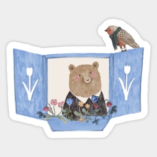 Bear Cottage House Window Sticker